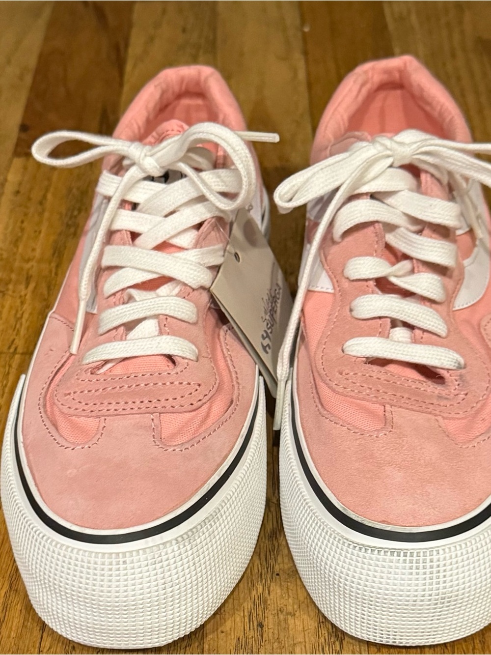 Superga Pink Suede Low-Top Platform Sneakers